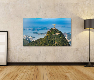 Bild auf Leinwand Luftaufnahme von Rio De Janeiro. Corcovado Berg mit Statue von Christus dem Erlöse