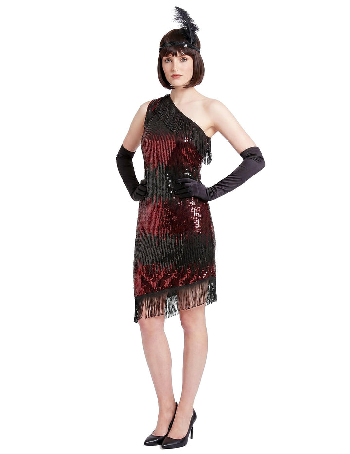 DEGUISE TOI Charleston Kleid schwarz-rot für Damen - Schwarz M-L, M-L