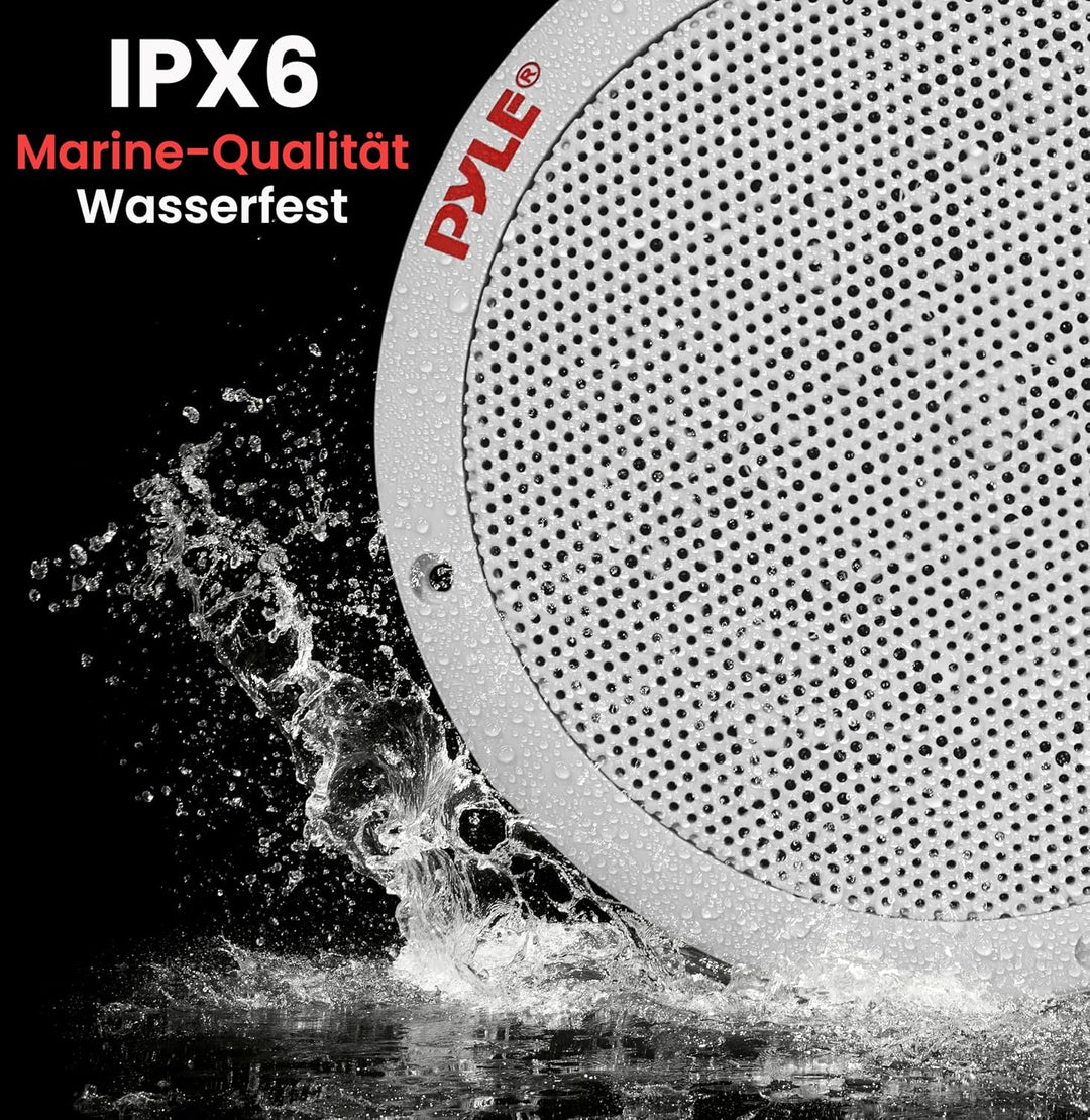 Pyle 16,5cm Dual Marine-Lautsprecher – 2-Wege wasserdichtes und wetterfestes Outdoor-Stereo-System m
