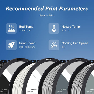 QIDI TECH PLA Rapido Filament 1.75mm, 3D Drucker Filament PLA, geeignet für Hochgeschwindigkeitsdruc