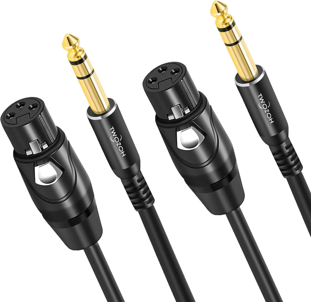 Twozoh XLR Buchse auf Klinke 6,35 mm(1/4") TRS Kabel 10M 2 Stück, Stereo XLR auf Klinke 6,3 Symmetri