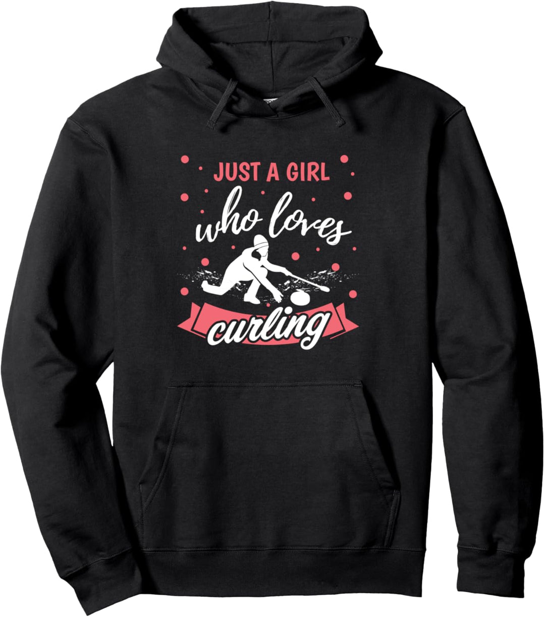 Just A Girl Who Loves Curling Eisstockschiessen Eis Curling Pullover Hoodie
