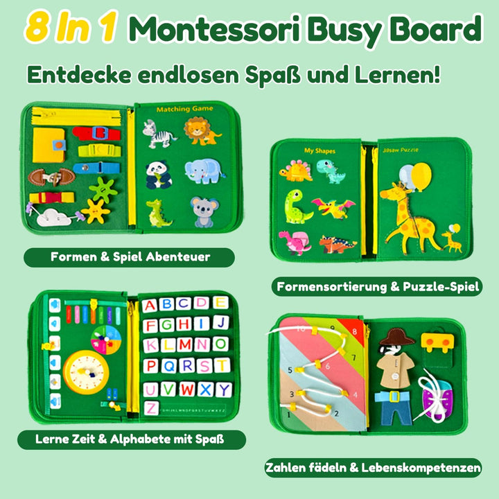 Qizfun Busy Board Montessori Spielzeug ab 1 2 3 4 Jahre – Kleinkinder Activity Board Motorikspielzeu