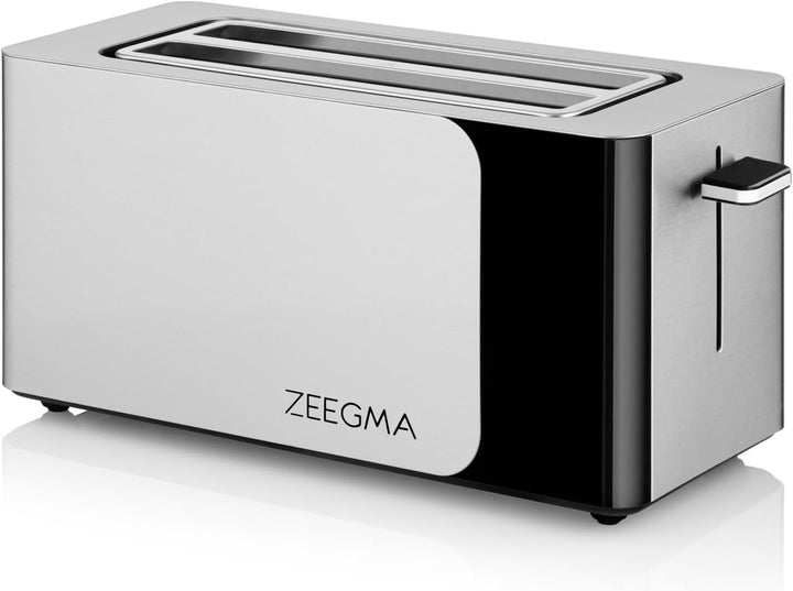 ZEEGMA TOSTEE SMART 4-Scheiben-Edelstahl-Brottoaster, Brötchenhalter, 1500 W, Auftauen, Aufwärmen &