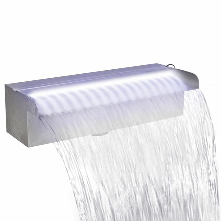 Lechnical Pool-Wasserfall Fontäne mit LEDs Rechteckig Teich Pool Brunnen Pool-Fontaene Wasserfontaen