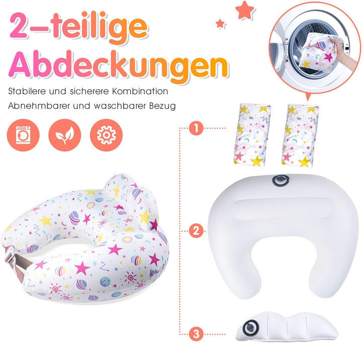 Aufblasbares Stillkissen für Stillen–Reise-Kinderfütterkissen zur Mutterunterstützung,verstellbarer