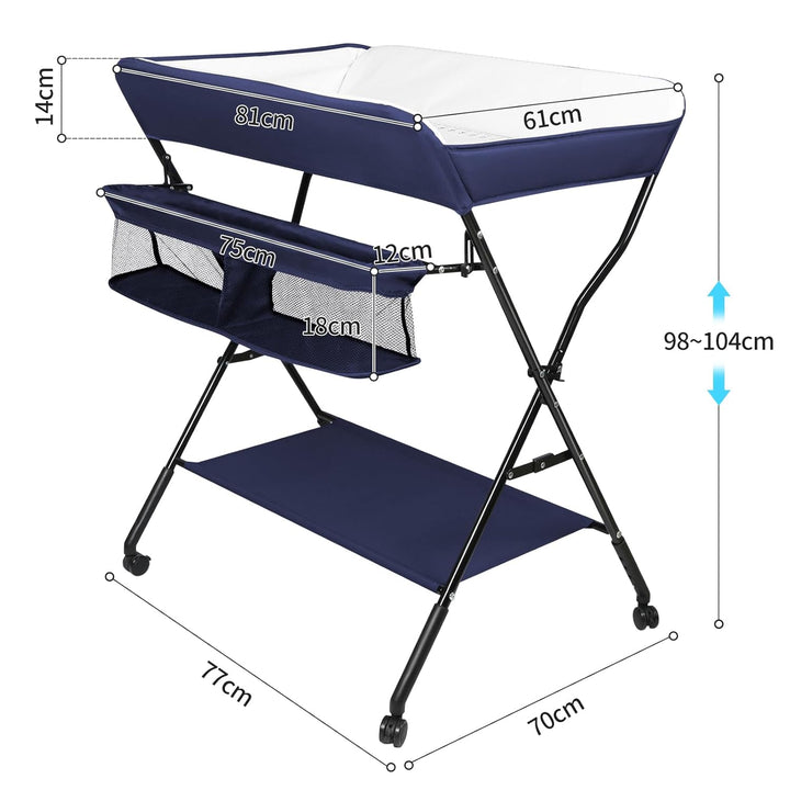 Baby Wickelkombi - klappbare Wickelkommode, mobiler Wickeltisch mit Wickelauflage, Sicherheitsgurt u