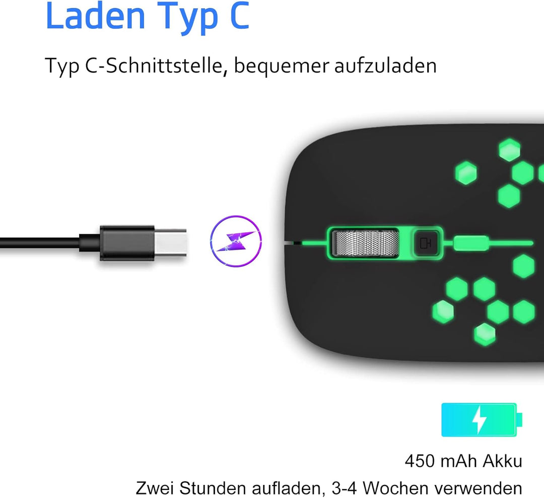 LED Bluetooth Maus Jiggler kompatibel mit Laptop/iPad/iPhone/Mac/PC/Tablet, Wiederaufladbare Leise M