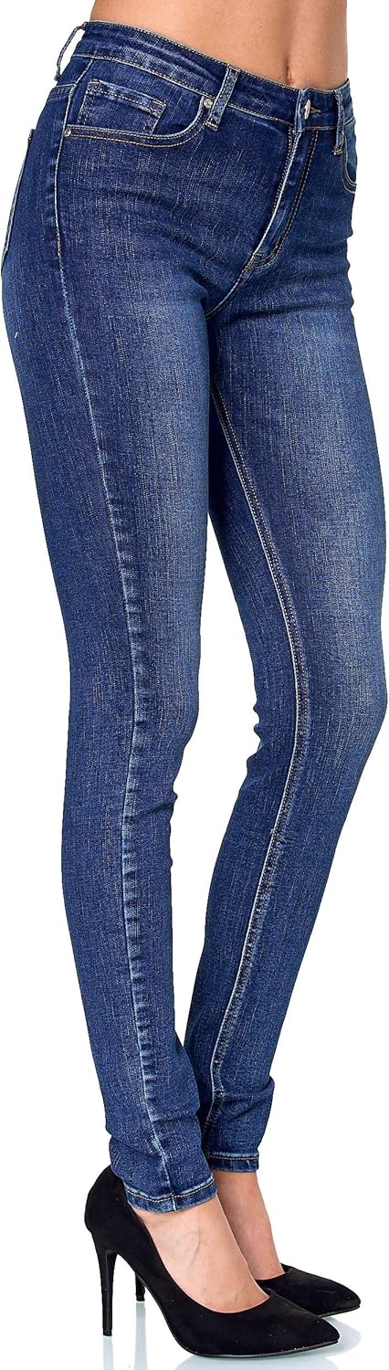 Elara Damen Hose Skinny Stretch Jeans 3 Längen Chunkyrayan 34W / 30L Dunkelblau Elara, 34W / 30L Dun