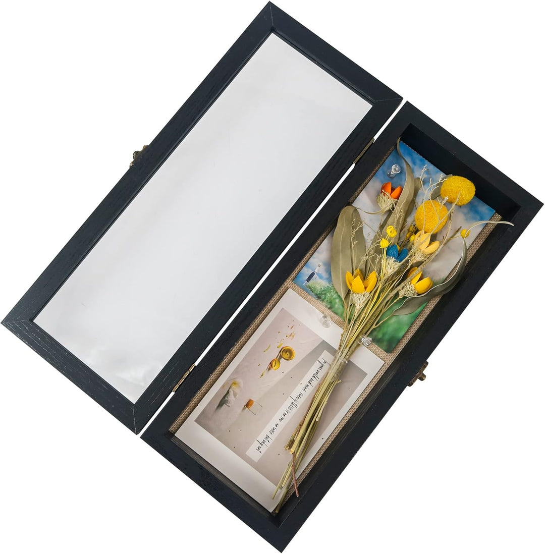 GraduatePro 3D bilderrahmen 12x32 zum befüllen schaukasten Wand für Schwarz Objektrahmen Hochzeit Bo