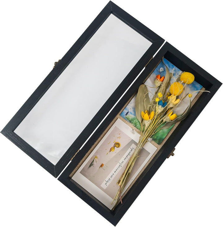 GraduatePro 3D bilderrahmen 12x32 zum befüllen schaukasten Wand für Schwarz Objektrahmen Hochzeit Bo