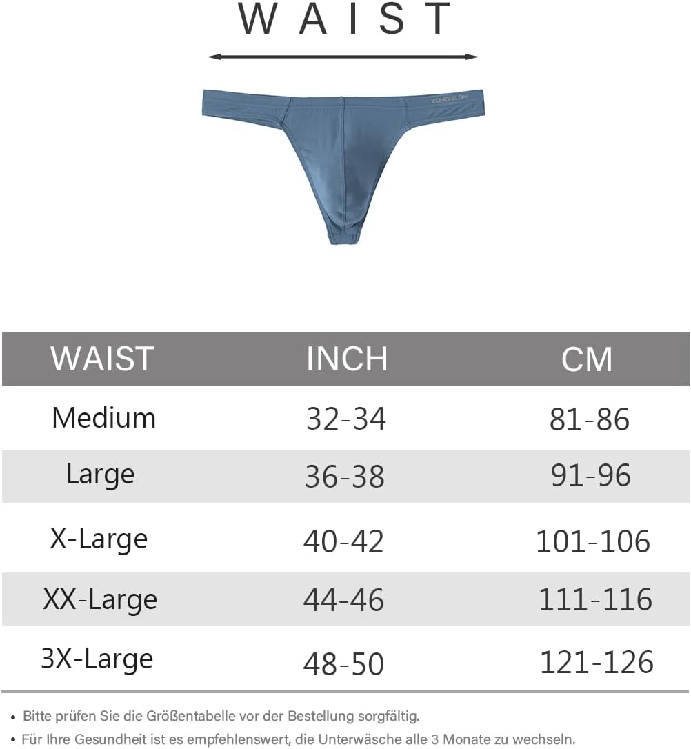 ZAIGELUO Herren String Bambus Tanga Unterwäsche Bulge Pouch Sexy Niedrige Taille T-Back Komfortabel