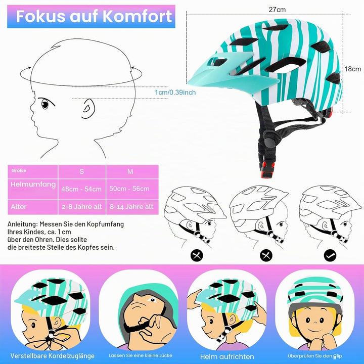 RaMokey Fahrradhelm Kinder, Fahrradhelm mit Licht für Kinder Leichter Kinderhelm mit Verstellbares Z