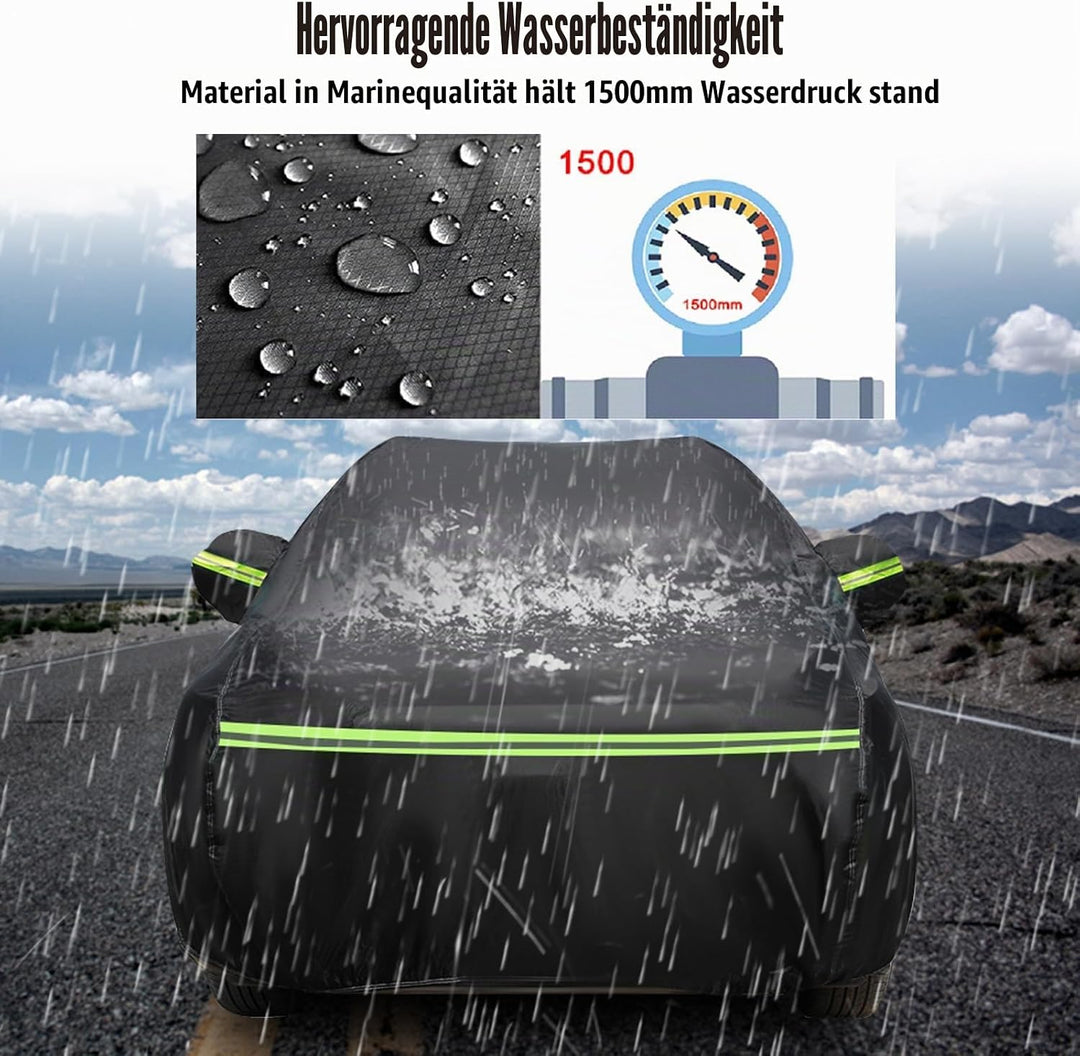 Autoabdeckung Wasserdicht Passend für VW T5 T6 SWB Transporter, Schwarz Vollgarage Autoplane mit Rei