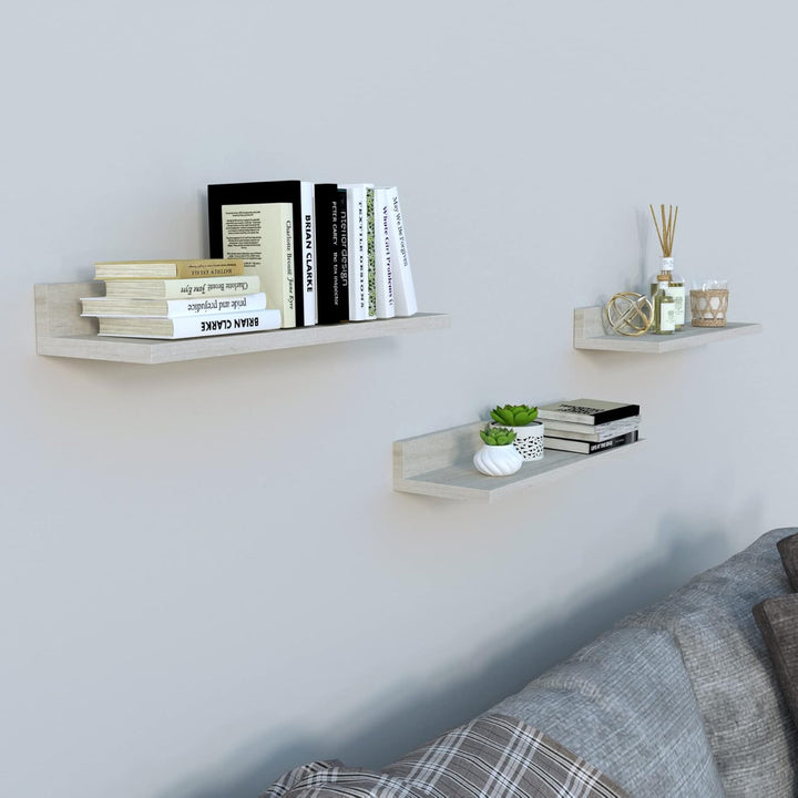 Henor Set mit 3 Wandregalen aus Holz 55 x 17 x 7.5 cm. Eiche Stel 3x55 Eiche Stel, 3x55 Eiche Stel