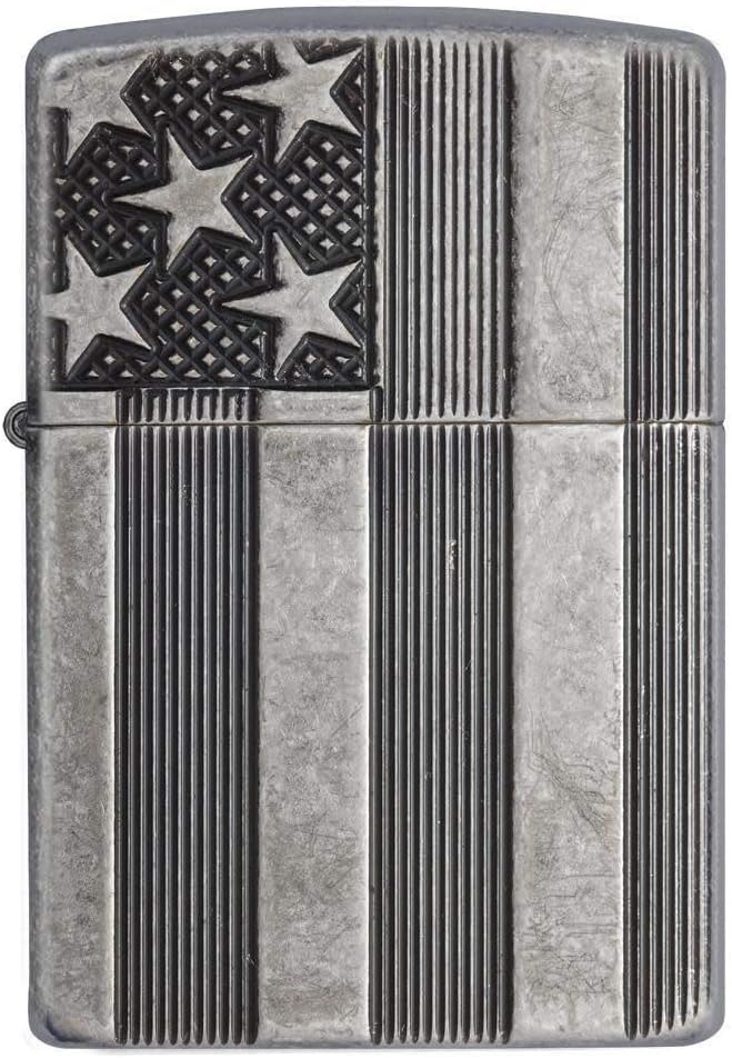 Zippo 60001624 Armor Antique Silver Plate DEEP Carved Feuerzeug, Messing US Flag
