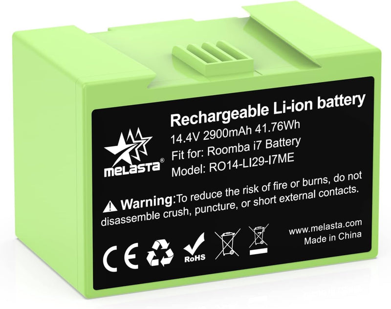 melasta i7 i3 i4 e5 e6 Ersatz Lithium-Ionen Batterie, 2900mAh 14,4V Akku für iRobot Roomba e und i S