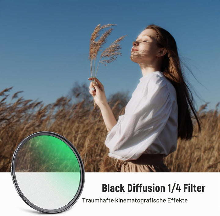 NEEWER 82mm Black Diffusion 1/4 Filter Nebel Dreamy Soft Cinematic Effect Filter Ultra Slim Wasserab