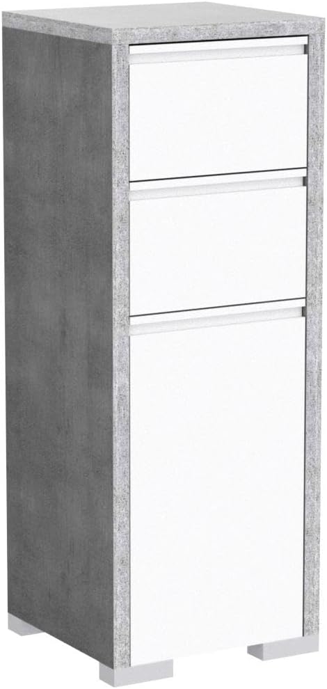 Schildmeyer Bello Midischrank 140909, steingrau/weiss glanz, 34,5 / 33 / 97 cm, Steingrau / Weiss Gl