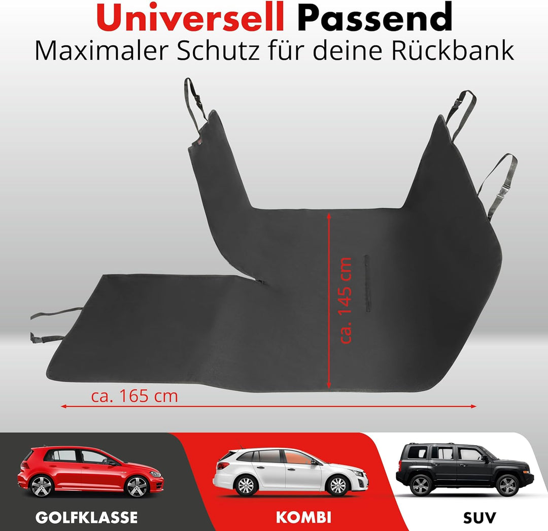 Walser Autoschondecke Hund Rücksitz Nero, Universal Auto Hundedecke Rücksitz, Autoschondecke Hund, A