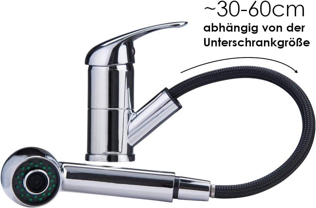 VAF Armatur 9206 Chrom Einhebelmischer Wasserhahn Hochdruck Ausziehbar Brause Küche Spüle Mischbatte