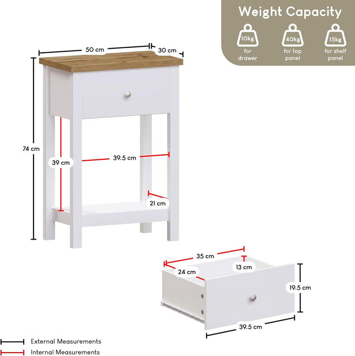 Vida Designs Schubladenboxen, MDF, Spanplatte und Melaminfurnier, Weiss, Standard
