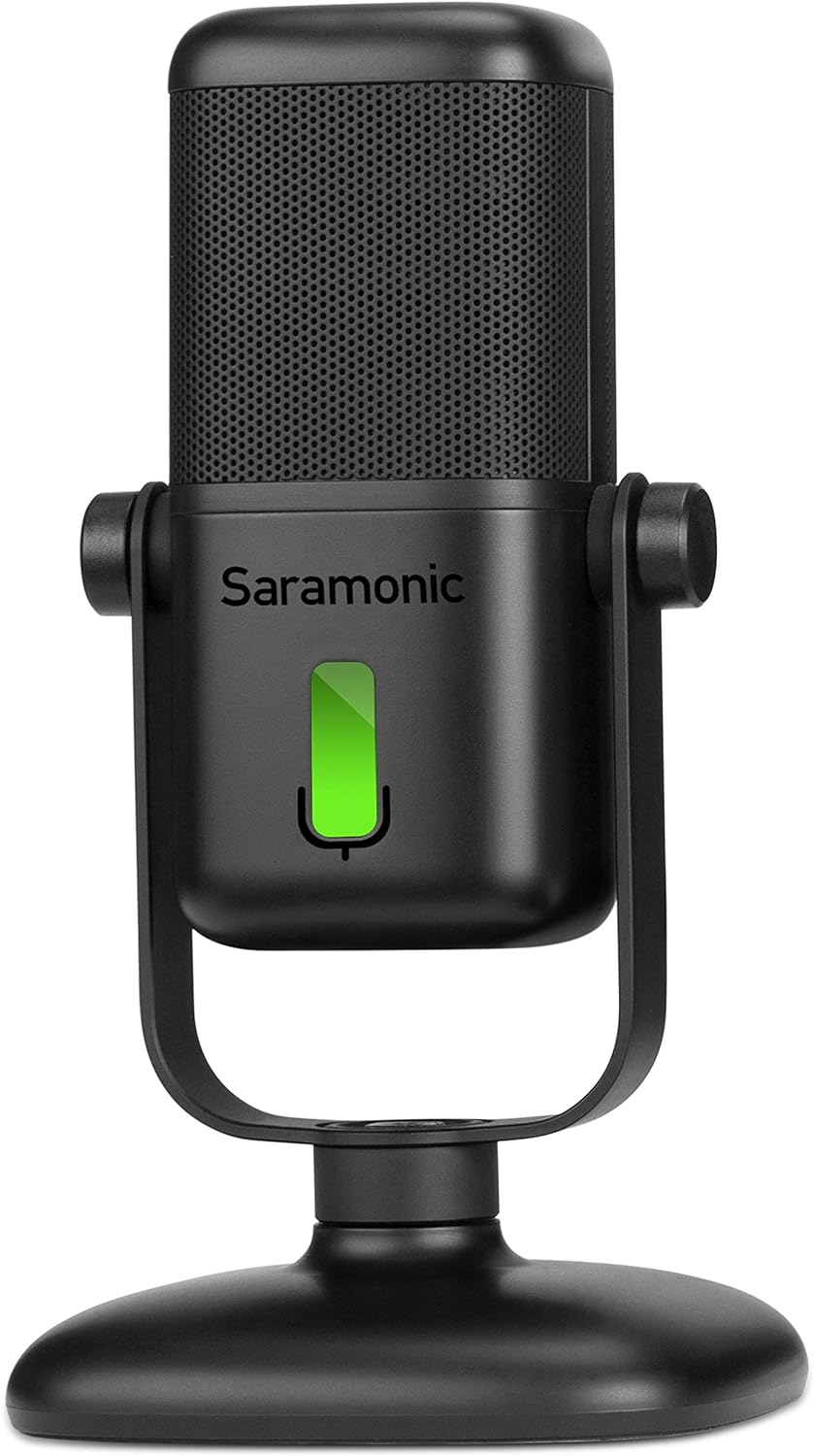 Saramonic USB-Studiomikrofon mit grosser Membran und magnetischem Tischständer, Kopfhörerausgang und