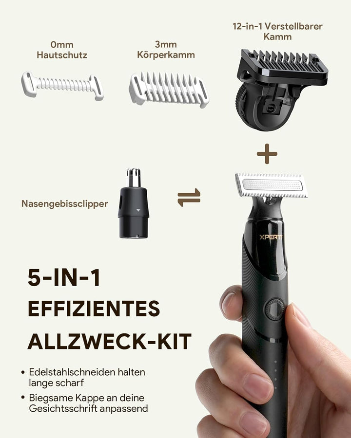 Xpert T Magnetisch Rasierer Herren Elektrisch mit Etui, Unisex Barttrimmer mit Nasenhaartrimmer, Ver