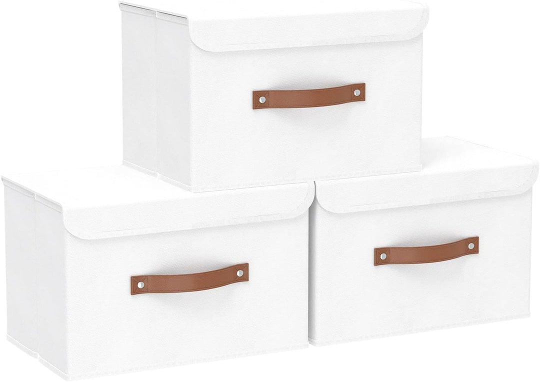 Yawinhe 3 Stück Aufbewahrungsbox aus Stoff, Faltbare Stoffboxen, Waschbare, für Schlafzimmer, Kleide
