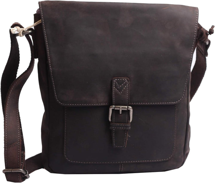 Greenburry Vintage Umhängetasche Braun I 26x29x7cm Ledertasche Handtasche