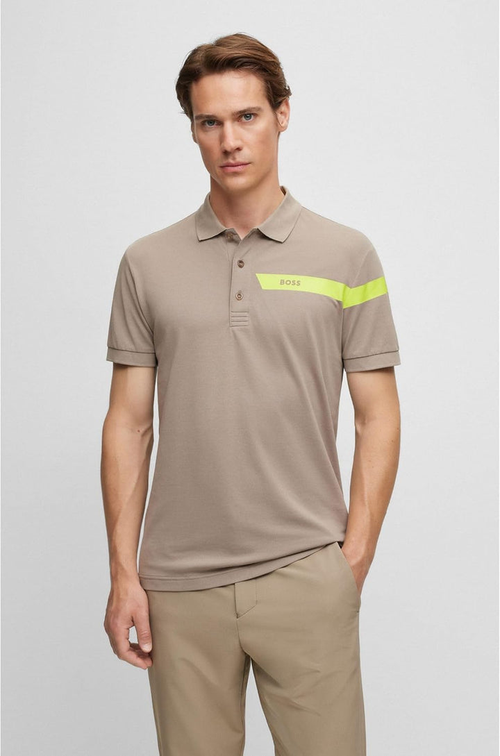 BOSS Herren Paule Slim-Fit Poloshirt mit Streifen und Logo S Hellgrün, S Hellgrün
