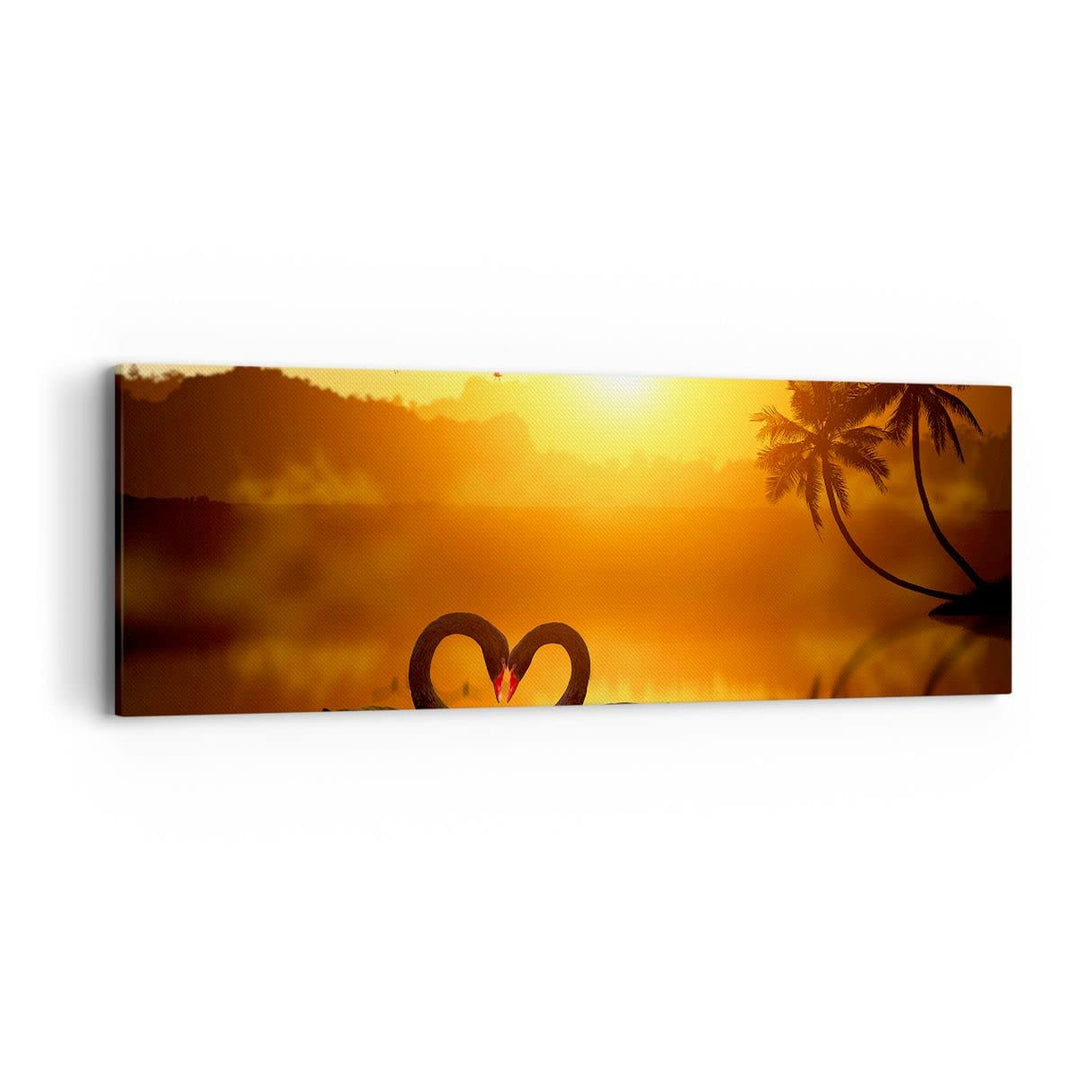 Panorama Bilder auf Leinwand Schwan Wasser Paar Leinwandbild 90x30cm Wandbilder Dekoration Wohnzimme