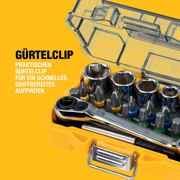DEWALT Schrauber Bit- und Ratschen-Set (24-tlg., im robusten Case, TSTAK kompatibel) DT71516 1 einhe
