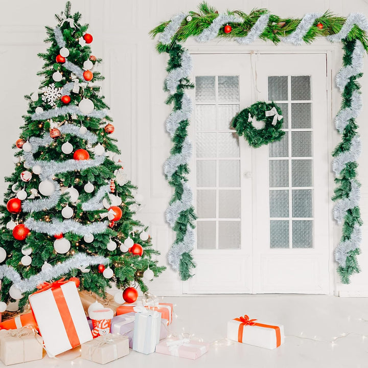 Weihnachtsbaum Lametta Girlande,8Pcs Glänzend Weihnachtsbaum Ornamente,Weihnachtsdeko Metallische Gi