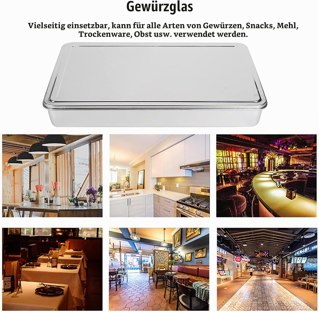 Gewürzbox, Gewürzbox aus Aluminiumlegierung Mit 8 Gittern, Gewürzbehälter, Gewürzglas, Küchenutensil
