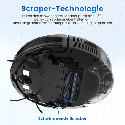 AIRROBO Saugroboter mit Wischfunktion, P30 Staubsauger Roboter mit 3000Pa Saugkraft, 120Min Laufzeit