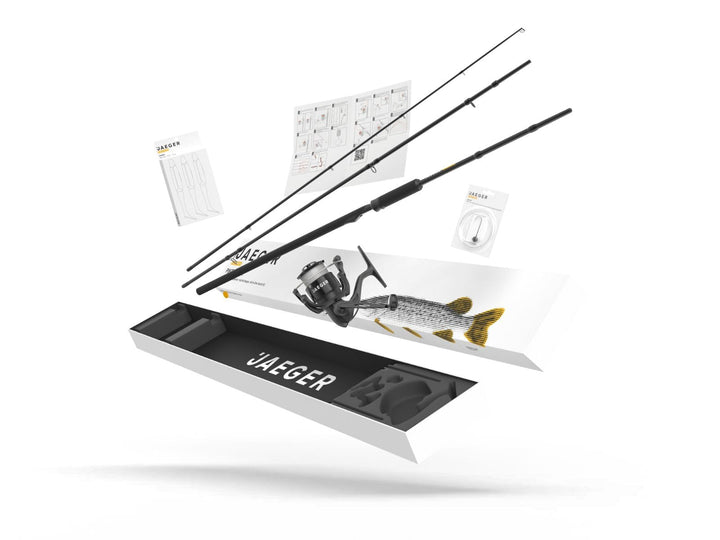 JAEGER Pike GO KIT 2 – Hecht Angelset mit Rute, Rolle, Ködern & Schnur – Ready-to-Go Komplettset fü