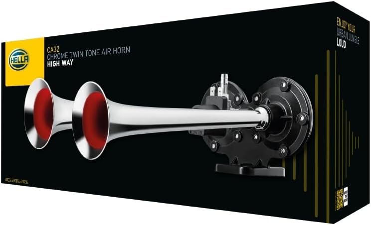 HELLA 3PB 013 410-061 Fanfare CA32-24V - 115dB(A) - 370Hz-415Hz - Hochton/Tiefton - elektrisch-pneum