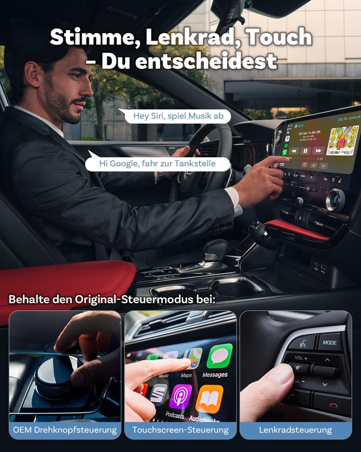 2025 Verbesserter 2-in-1 Wireless CarPlay & Android Auto Adapter, OTTOCAST MINI Kabelloser CarPlay A