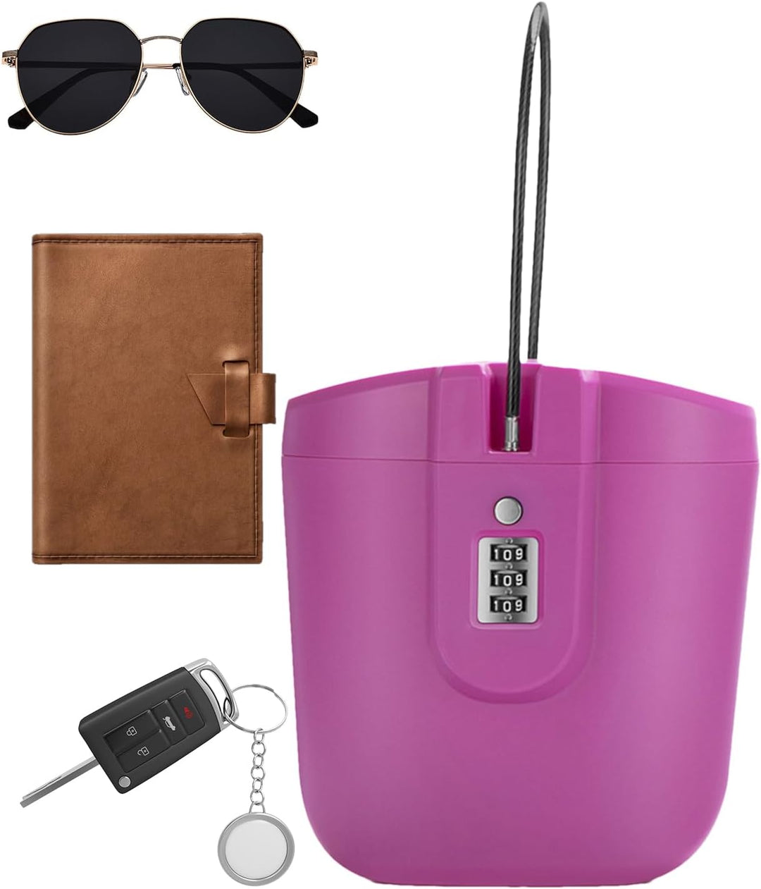 Generic Strandschlossbox, wasserdichte Schlüsselschlossbox mit Zahlencode, Strandtresor, Makler, per
