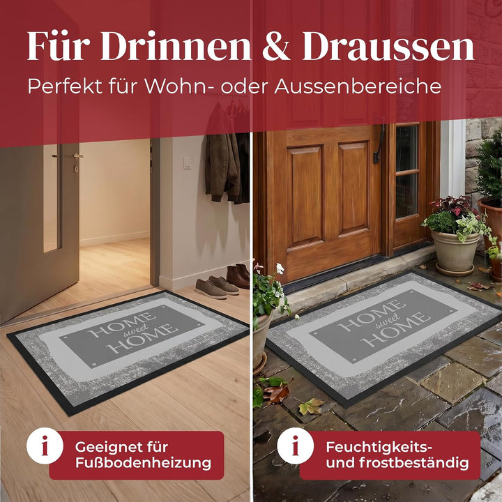 Valia Home Hochwertige Fussmatte 60x80 cm (Large) – Schmutzfangmatte für Innen & Aussen, rutschfest