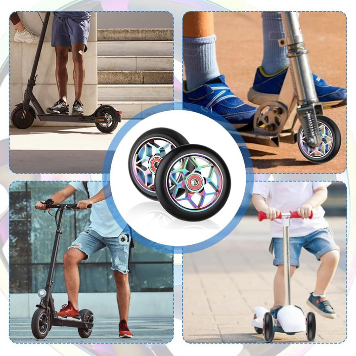 YANGUN Stunt Scooter Rollen, 2 PCS Scooter Ersatzräder 88A mit ABEC-9 Lager Aluminium Speichenkern,