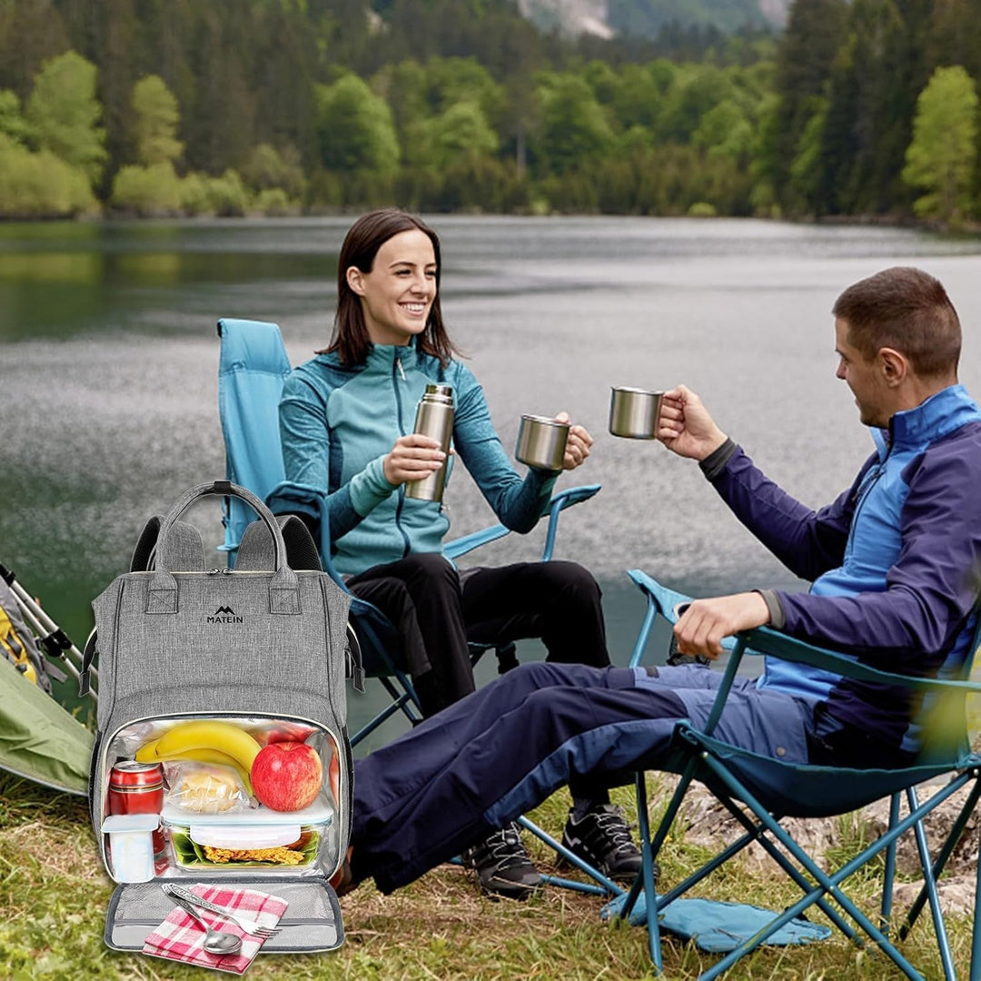 MATEIN Laptop Lunch Rucksack, 17" Picknick Rucksack für Damen und Herren mit isoliertem Kühlfach, Wa