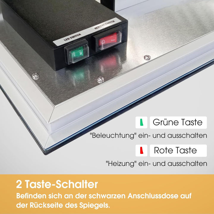 byecold Infrarotheizung Spiegel(80x60cm), 450W Spiegelheizung Elektrisch Infrarot, Wandmontage mit L