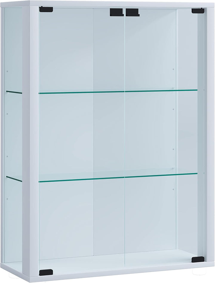 VCM Wandvitrine Hängevitrine Glasvitrine Wand Schaukasten Vitrine Glas Udina Weiss, Weiss