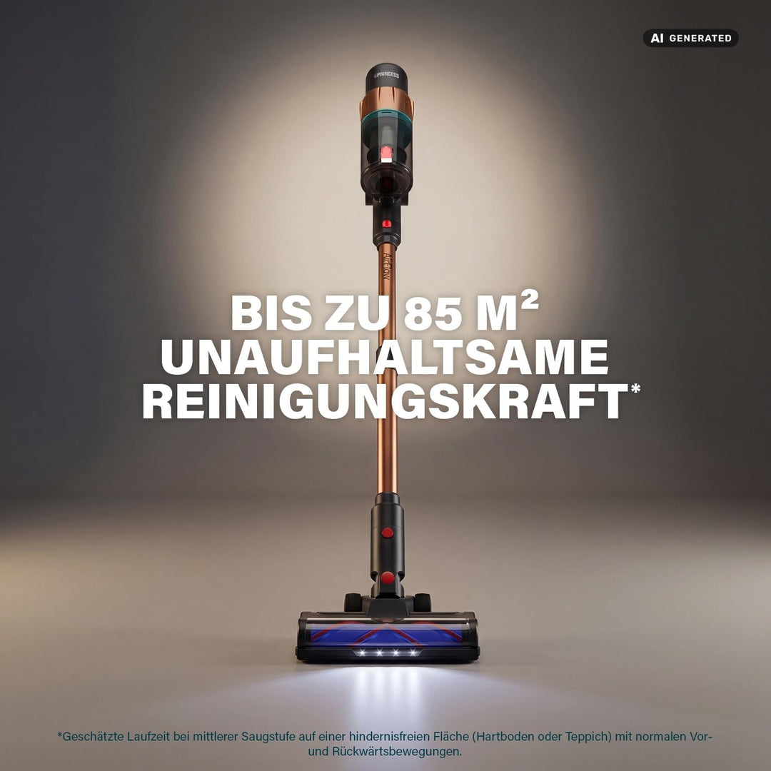 Princess Akku staubsauger, 150 AirWatt, Bis zu 50 Minuten Laufzeit, 339525 Purpurgold, Purpurgold