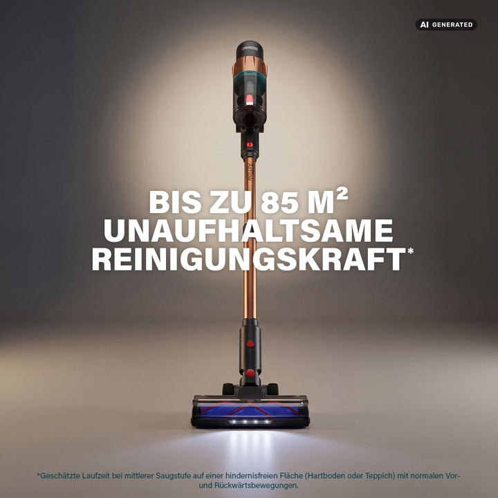 Princess Akku staubsauger, 150 AirWatt, Bis zu 50 Minuten Laufzeit, 339525 Purpurgold, Purpurgold