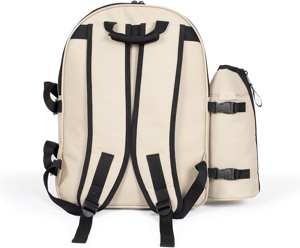 Livoo Picknick-Rucksack für 4 Personen SE970C – 11 l, 600D, 30 Zubehörteile, Creme, Creme