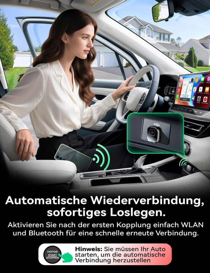 Wireless Carplay & Android Auto Adapter, Mavlou Metalldesign Mini & Stabiler 2-in-1-Dongle, Convert