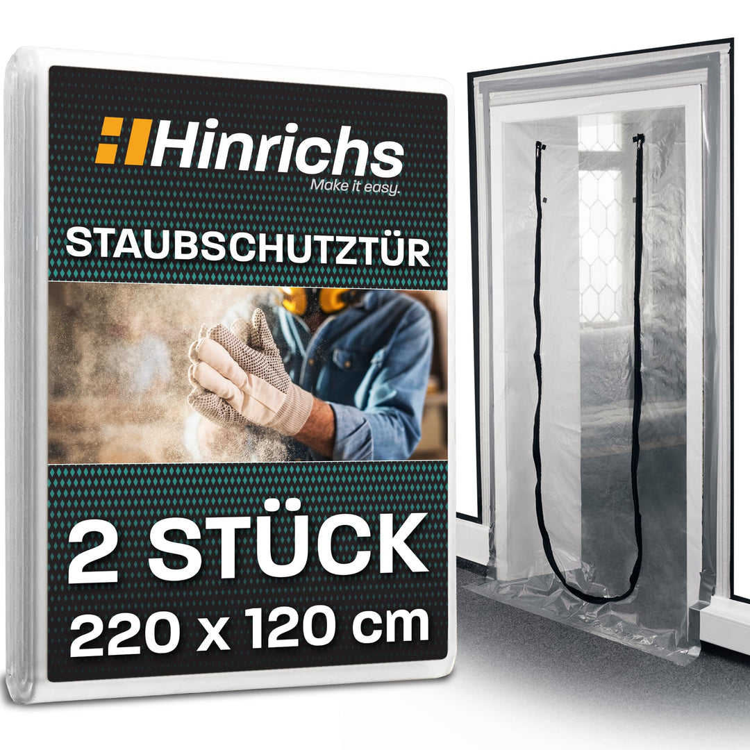 Hinrichs 2x Staubschutztür mit Reissverschluss - 220x120cm Staubschutztüren - Baufolie transparent S
